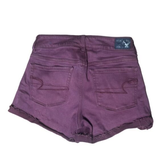 American Eagle Outfitters Pants - American Eagle 4 Hi-Rise Shortie Denim Stretch Shorts Burgundy Summer Boho Beach